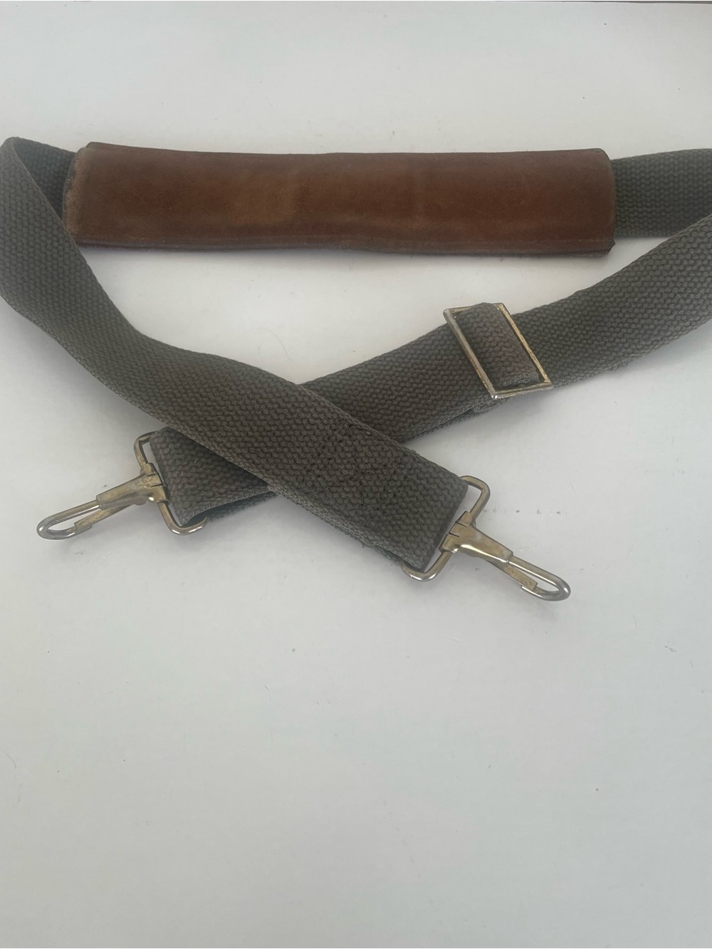 Orvis Brown Leather and Green Canvas Replacement Shoulder Strap Vintage 1980